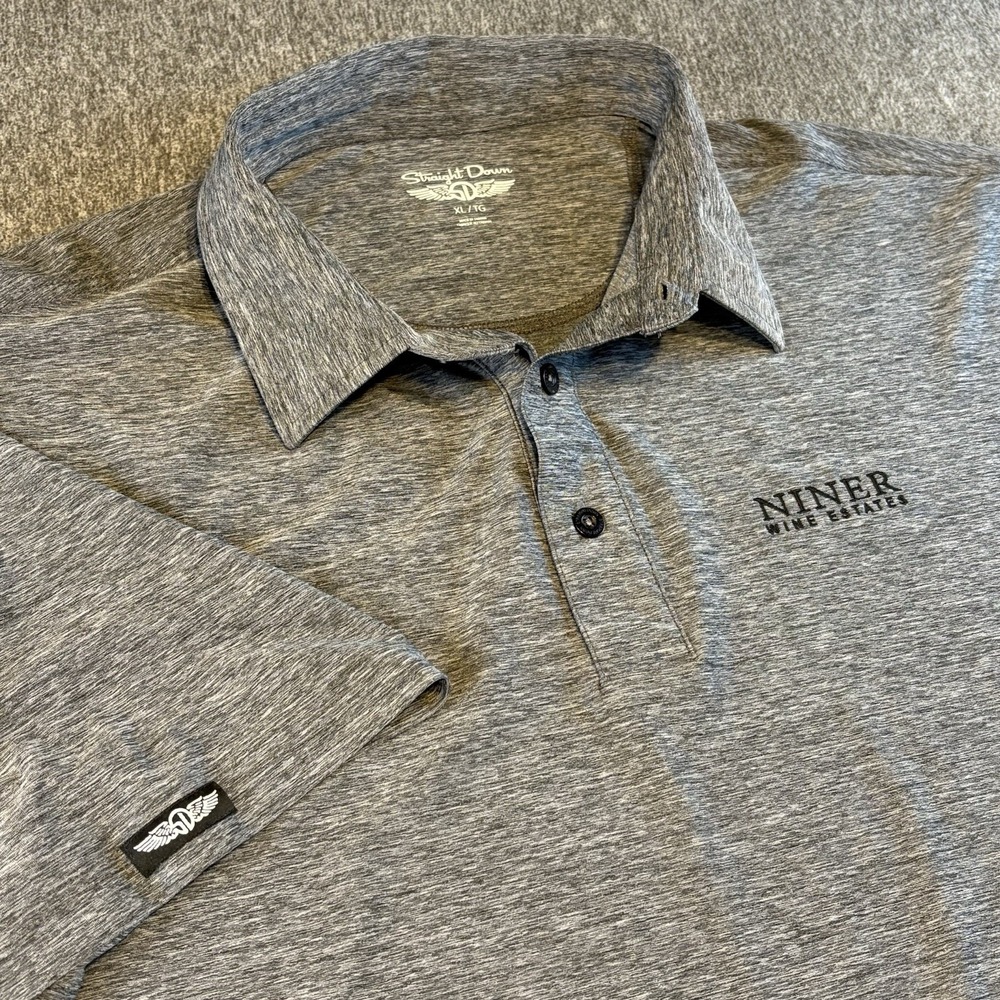 Straight Down Polo Golf Shirt Mens XL Gray Solid Performance Short Sleeve